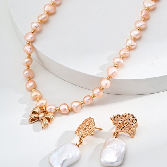 🎀 Artisan Original Pink Pearl & Bow Choker Necklace | S925 Gold Coquette - Picture 5 of 10